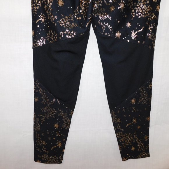 ASKYA Womens S Black Gold Constellations Space Activewear Leggings Cropped - Picture 13 of 16